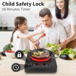 VBGK Single Burner Electric Cooktop,110V 1800W Electric Stove Top with LED Touch Control,10 Power Levels, 4 hTimer, Safety Lock,Portable cooktop,Overheat protection