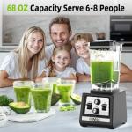 OMMO Blender for Smoothies: 1800W Peak Blenders for Kitchen, 68oz BPA-Free Pitcher, Timer & Speed Control, 6 Stainless Steel Blades, Dishwasher Safe Blender for Ice Crush/Smoothies/Frozen Drinks/Black