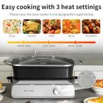 Slow Cooker 10-Quart - PFOA-Free Ceramic Coating, Oven Safe to 450°F | Keep Warm Function for Large Family Gatherings (Includes Silicone Spoon)