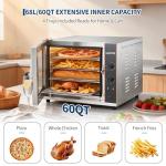 Garvee Commercial Convection Oven Countertop, 68L/60Qt, 1750W Toaster, 4-Tier Electric Oven w/Front Glass Door, Trays Wire Racks Clip Gloves, 120V