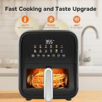 Simple Deluxe 12-in-1 Air Fryer 7.5 Qt, Digital Preset & DIY Function Airfryer with Visible Window, Nonstick and Dishwasher-Safe Basket, Chicken, Fries, Fish, Tart, Cake, DIY, Black