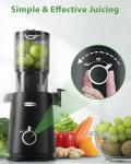 ECOSELF Juicer Machines - Wide Mouth Feed Chute with Self Feeding Hands-Free Design - Cold Press Juicer for Vegetables and Fruits - Juice Extractor Machine High Juice Yield - With Brush