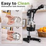 Zulay Kitchen Cast-Iron Orange Juice Squeezer - Heavy-Duty, Easy-to-Clean, Professional Citrus Juicer - Durable Stainless Steel Lemon Squeezer - Sturdy Manual Citrus Press & Orange Squeezer (Black)