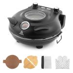 KLAIF 12" Electric Countertop Pizza Oven With Ceramic Stone, Dual Adjustable Temperature Control, Includes 4 Pizza Tools, LMC-Black