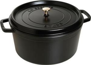 STAUB Cast Iron Round Cocotte, Dutch Oven, 13.25-quart, serves 12+, Made in France, Matte Black