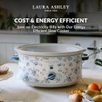 Laura Ashley Slow Cooker 6.8 Quart - Large Slow Cooker 6.8 QT for 8 to 10 People - Energy Efficient Slow Cookers with 3 Heat Settings - Dishwasher Safe Removeable Ceramic Crock & Tempered Glass Lid