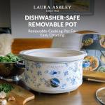 Laura Ashley Slow Cooker 6.8 Quart - Large Slow Cooker 6.8 QT for 8 to 10 People - Energy Efficient Slow Cookers with 3 Heat Settings - Dishwasher Safe Removeable Ceramic Crock & Tempered Glass Lid