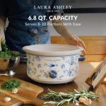Laura Ashley Slow Cooker 6.8 Quart - Large Slow Cooker 6.8 QT for 8 to 10 People - Energy Efficient Slow Cookers with 3 Heat Settings - Dishwasher Safe Removeable Ceramic Crock & Tempered Glass Lid