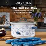 Laura Ashley Slow Cooker 6.8 Quart - Large Slow Cooker 6.8 QT for 8 to 10 People - Energy Efficient Slow Cookers with 3 Heat Settings - Dishwasher Safe Removeable Ceramic Crock & Tempered Glass Lid