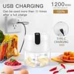 EASYSPEED Electric Garlic Chopper 1Cup, Mini USB Charging Wireless Food Processor with 304 Stainless Steel, 2 Sharp Blades, Portable Kitchen Meat Grinder for Onion, Garlic, Ginger, Chili