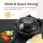 YIBAKE 12" Electric Pizza Oven - Countertop Pizza Maker with Ceramic Stone, Heats up to 800°F, Portable Indoor Pizza Oven for Homemade Pizzas, Grey