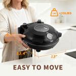 YIBAKE 12" Electric Pizza Oven - Countertop Pizza Maker with Ceramic Stone, Heats up to 800°F, Portable Indoor Pizza Oven for Homemade Pizzas, Grey