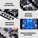 Kyerbaino Gas Cooktop 30 Inch, Stainless Steel 5 Burners Gas Stovetop Built-in LPG/NG Convertible Gas Cooktop Dual Fuel Sealed Gas Stove