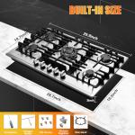 Kyerbaino Gas Cooktop 30 Inch, Stainless Steel 5 Burners Gas Stovetop Built-in LPG/NG Convertible Gas Cooktop Dual Fuel Sealed Gas Stove