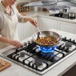 Kyerbaino Gas Cooktop 30 Inch, Stainless Steel 5 Burners Gas Stovetop Built-in LPG/NG Convertible Gas Cooktop Dual Fuel Sealed Gas Stove