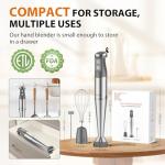 KOIOS Immersion Blender, 1000W Anti-scratch 3-in-1 Hand Blender, Upgraded 12 Speed Stainless Steel Blade Stick Blenders with Turbo Mode, Whisk and Milk Frother, Non-BPA