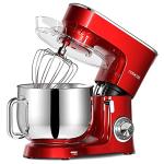 COOKLEE Stand Mixer, 9.5 Qt. 660W 10-Speed Electric Kitchen Mixer with Dishwasher-Safe Dough Hooks, Flat Beaters, Wire Whip & Pouring Shield Attachments for Most Home Cooks, Ruby Red