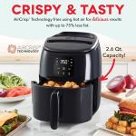 DASH Tasti-Crisp™ Electric Air Fryer Oven, 2.6 Qt., Black – Compact Air Fryer for Healthier Food in Minutes, Ideal for Small Spaces - Auto Shut Off, Digital, 1000-Watt