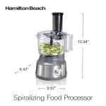 Hamilton Beach Food Processor & Vegetable Chopper for Slicing, Shredding, Mincing, and Puree, 10 Cups + Veggie Spiralizer makes Zoodles and Ribbons, Grey and Stainless Steel (70735)