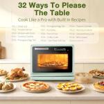 ROBAM Toaster Air Fryer Oven Combo, Countertop Convection Cooker with Bake & Fry, 1.2 Cu.Ft Large Capacity Combi Steam Oven, 32 Preset Recipes, Smart Touch Precise Temp Control, Multi-Stage (Green)