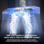 HisoHu 30 Inch Under Ducted Cabinet Range Hood with 1200 CFM, 4 Speed Gesture Sensing Kitchen Exhaust Hood & Touch Control Panel, Stainless Steel Stove Vent Hood with 2 LED Lights