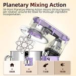 COOKLEE Stand Mixer, 9.5 Qt. 660W 10-Speed Electric Kitchen Mixer with Dishwasher-Safe Dough Hooks, Flat Beaters, Wire Whip & Pouring Shield Attachments for Most Home Cooks, Lavender