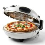 Cook With Color Electric Indoor Pizza Oven – Crispy Crust Countertop Pizza Maker, Heats up to 800˚F, 12 Inch Ceramic Stone, Dual Temperature Control Knobs, Bamboo Peel Included, Off White