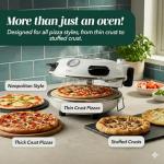 Cook With Color Electric Indoor Pizza Oven – Crispy Crust Countertop Pizza Maker, Heats up to 800˚F, 12 Inch Ceramic Stone, Dual Temperature Control Knobs, Bamboo Peel Included, Off White