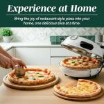 Cook With Color Electric Indoor Pizza Oven – Crispy Crust Countertop Pizza Maker, Heats up to 800˚F, 12 Inch Ceramic Stone, Dual Temperature Control Knobs, Bamboo Peel Included, Off White