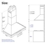 36" Stainless Steel Wall Mount Range Hood