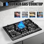 Gas Cooktop 30 Inch, Built-in 5 Burners Gas Stovetop Stainless Steel LPG/NG Convertible Gas Stove Dual Fuel Sealed Gas Cooktop - Black