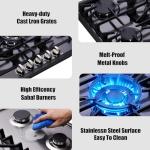 Gas Cooktop 30 Inch, Built-in 5 Burners Gas Stovetop Stainless Steel LPG/NG Convertible Gas Stove Dual Fuel Sealed Gas Cooktop - Black