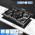 Gas Cooktop 30 Inch, Built-in 5 Burners Gas Stovetop Stainless Steel LPG/NG Convertible Gas Stove Dual Fuel Sealed Gas Cooktop - Black