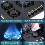 Tymetik 36 Inch Gas Cooktop, Built-in Tempered Glass Gas Stovetop 5 High Efficiency Burners Gas Stove Top Propane/Natural Gas Convertible Gas Hob (Black)