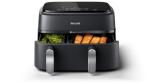 Philips Dual Basket Air Fryer 3000 Series — 8-in-1 functions, 9.5 Quarts, 2 Drawers, Auto-sync Cooking Time, 90% Less Fat, Rapid Air Technology, HomeID Recipe App, Dishwasher Safe, Black (NA351/00)