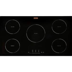 VEVOR Electric Cooktop, 5 Burners, 36'' Induction Stove Top, Built-in Magnetic Cooktop 9200W, 9 Heating Level Multifunctional Burner, LED Touch Screen w/Child Lock & Over-Temperature Protection