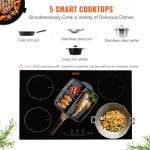 VEVOR Electric Cooktop, 5 Burners, 36'' Induction Stove Top, Built-in Magnetic Cooktop 9200W, 9 Heating Level Multifunctional Burner, LED Touch Screen w/Child Lock & Over-Temperature Protection