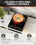 TOPWISH Portable Electric Stove,110V Electric Hot Plate Single Burner Electric Cooktop Countertop Burner with 6 Preset Functions,10 Power Levels,LED Touch Control, Child Lock &Timer
