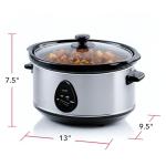 OVENTE Electric Slow Cooker with 3 Cooking Settings, Non-Stick and Dishwasher Safe Stoneware, Stainless Steel Body, Glass Lid, 3.7 Qt Oval Pot for Entrees, Soups, Sauces, Stews & Dips, Silver SLO35ABR