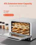 VEVOR Commercial Convection Oven, 47L/43Qt, Half-Size Conventional Oven Countertop, 1600W 4-Tier Toaster w/Front Glass Door, Electric Baking Oven w/Trays Wire Racks Clip Gloves, 120V
