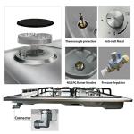 Karinear 24 Inch Gas Cooktop - 4 Burner Stainless Steel Gas Hob, NG/LPG Dual Fuel with Thermocouple Protection for Apartments (Includes Pressure Regulator)