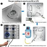 Karinear 24 Inch Gas Cooktop - 4 Burner Stainless Steel Gas Hob, NG/LPG Dual Fuel with Thermocouple Protection for Apartments (Includes Pressure Regulator)