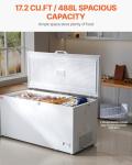 VEVOR Chest Freezer, 17.2 Cu.ft Large Deep Freezer with 4 Removable Baskets, Freestanding Top Open Door Commercial Chest Freezers with 7-Level Adjustable Temp, LED Lighting,Locking Lid, 6 Wheels