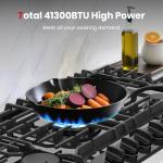 GASLAND Gas Cooktop 36 Inch with Griddle, 5 Burner Propane Stovetop with Reversible Cast Iron Grill/Griddle, Gas Countertop Plug-in, NG/LPG Convertible Cooktops, Black