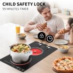 Nafewin 2 Burner Electric Cooktop - 12 Inch Electric Stove Top with Plug, 2100W Countertop Burners & Built-In Stove Top, 9 Levels of Power, Knob Control, Timer & Kid Safety Lock, Residual Heat Warning