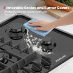 GASLAND Gas Cooktop 36 Inch with Griddle, 5 Burner Propane Stovetop with Reversible Cast Iron Grill/Griddle, Gas Countertop Plug-in, NG/LPG Convertible Cooktops, Black