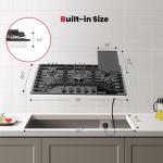 GASLAND Gas Cooktop 36 Inch with Griddle, 5 Burner Propane Stovetop with Reversible Cast Iron Grill/Griddle, Gas Countertop Plug-in, NG/LPG Convertible Cooktops, Black