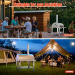 Multi-Functional Outdoor Pizza Oven,2-Layer Pellet Pizza Oven Movable Pizza Maker for Backyard, Patio & Outdoor Kitchen, Stainless Steel Kiln-Style Vertical Charcoal Pizza Oven Silver,4 Wheel