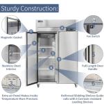 ICECASA 48" W Commercial Freezer Reach-in 36 Cu.ft 2 Solid Door Stainless Steel Commercial Freezer Fan Cooling for Restuarant, Bar, Shop, etc