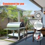 Multi-Functional Outdoor Pizza Oven,2-Layer Pellet Pizza Oven Movable Pizza Maker for Backyard, Patio & Outdoor Kitchen, Stainless Steel Kiln-Style Vertical Charcoal Pizza Oven Silver,4 Wheel